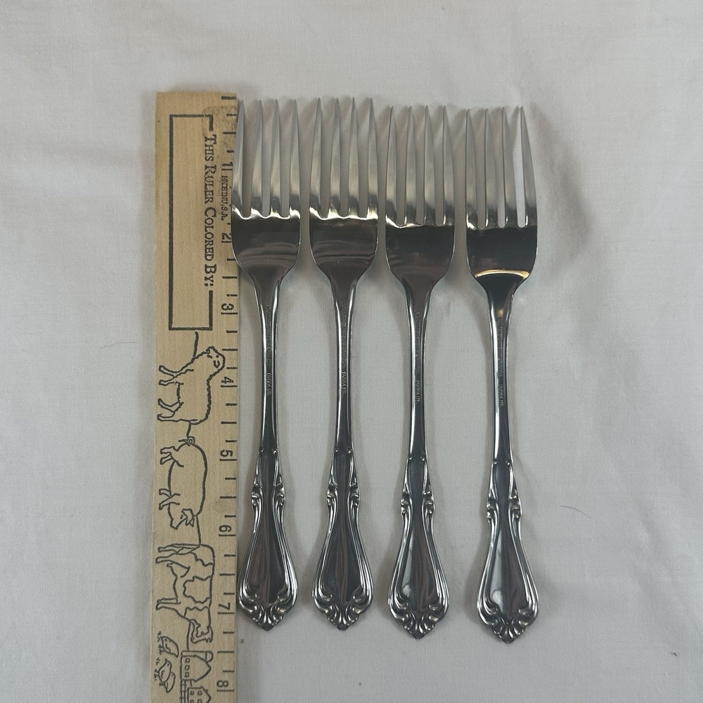 LOT OF 4 WM. A. ROGERS ONEIDA STAINLESS *SUTTON PLACE* DINNER FORKS Excellent - Picture 4 of 4